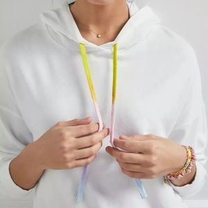 NWT Sundry White Oversized Hoodie with Tie Dye String
